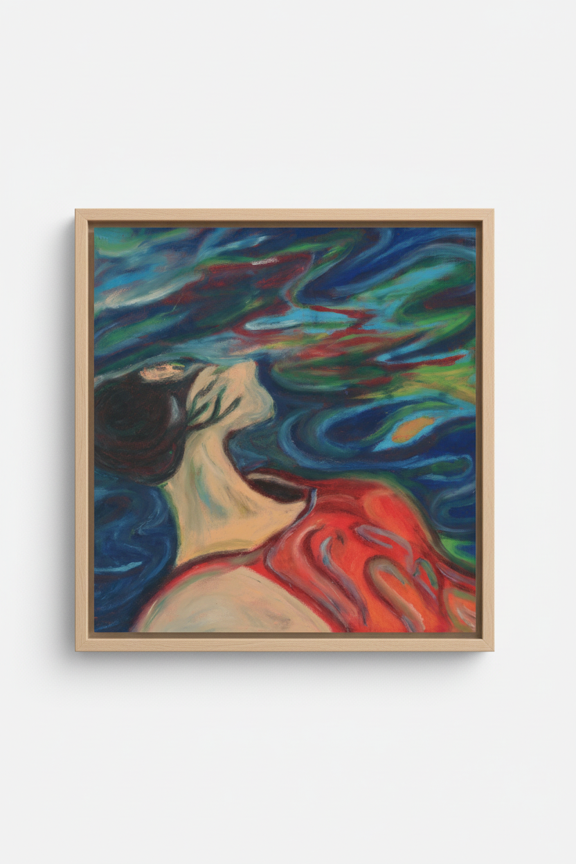 Drifting through Memory with natural wood frame
