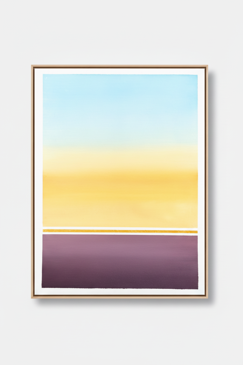 Ionian Morning with refined natural wood frame - larger scale