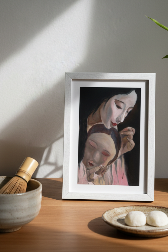 Noh Player art print met Japanse thee styling
