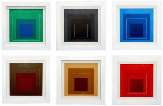 Josef Albers - Homage to the Square - geneste vierkanten met kleurinteractie en systematische kleurtheorie