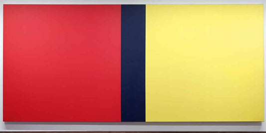 Barnett Newman - Who's Afraid of Red, Yellow and Blue IV - monumentaal abstract schilderij met verticale zip en primaire kleuren