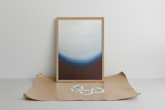 Art print Arc van KOJO Art op kraftpapier met handgesigneerde logostickers, direct van kunstenaar Jordy Koumans