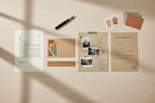 Snail mail templates en layout ideeën – briefpapier, pen en compositie voorbeelden
