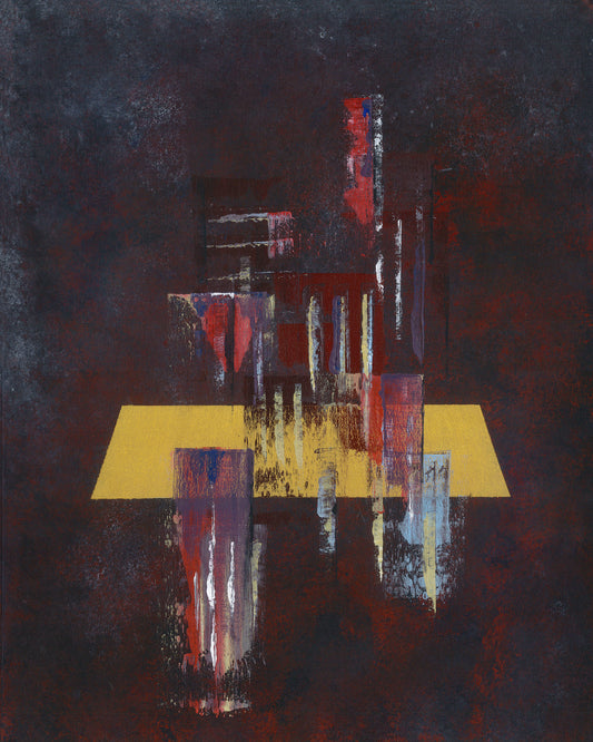 Night Art Print - New York skyline poster met diepe kleuren.