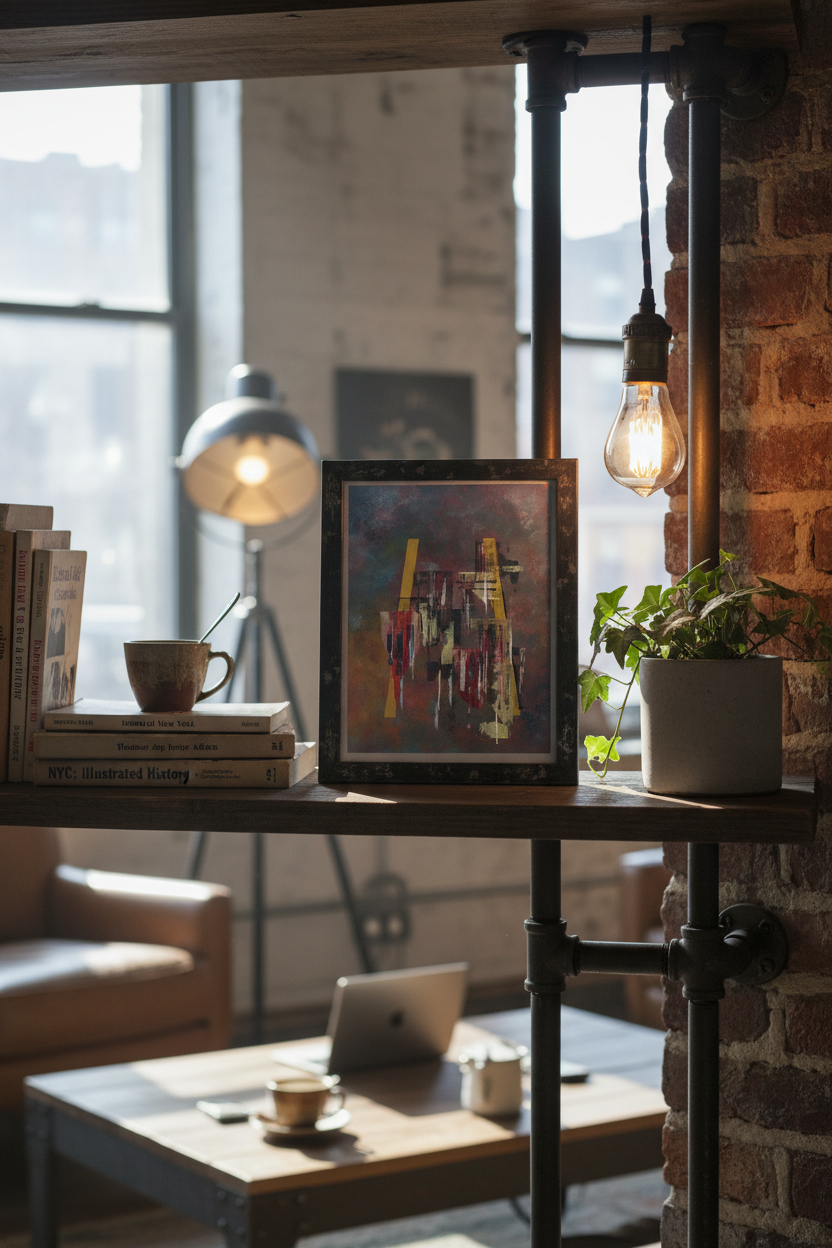 Dawn art print A4 in NYC coffee shop setting