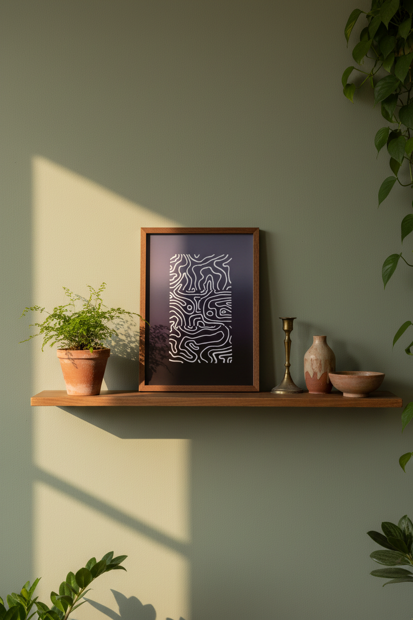 Evening Marks olive shelf