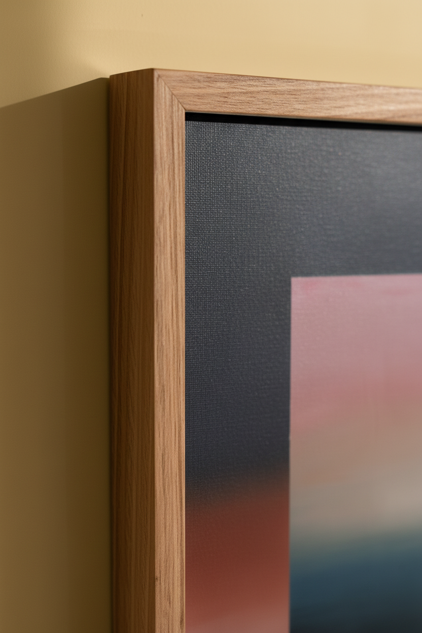 Hoek detail naturel lijst en Myth schilderij