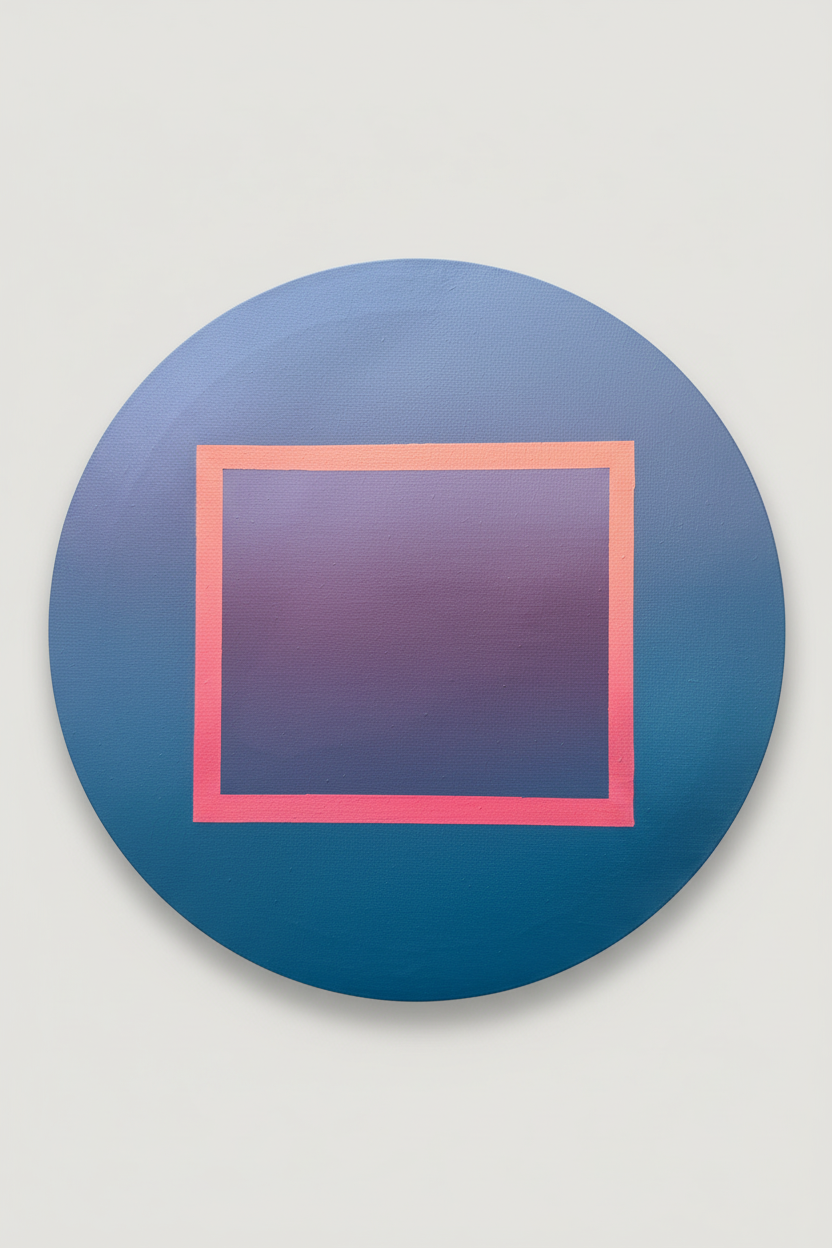 Close-up van het zachte paars-blauwe centrum – Defined View origineel schilderij – KOJO Art