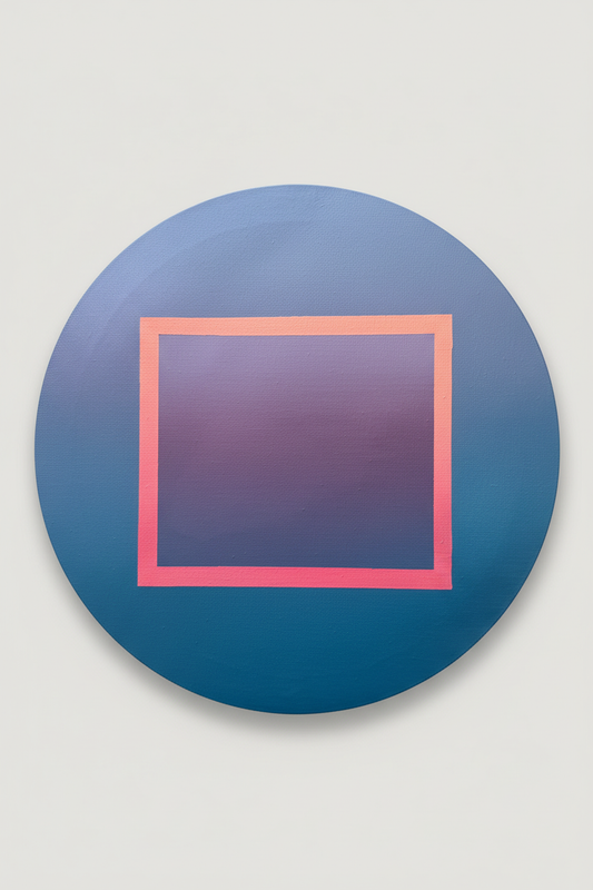 Close-up van het zachte paars-blauwe centrum – Defined View origineel schilderij – KOJO Art