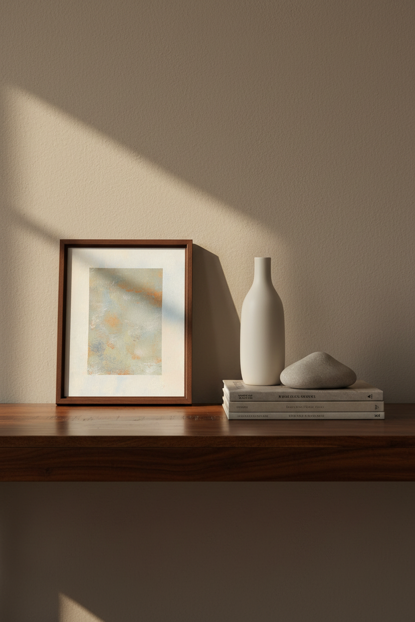 Klein A4 schilderij op console