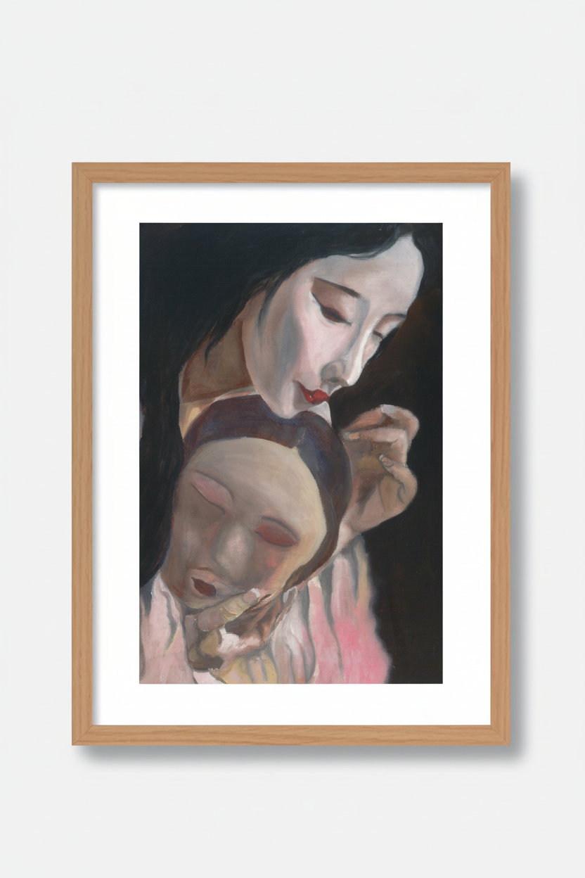 Noh Player Art Print | Japanse Kunstprint met Noh Masker | KOJO Art