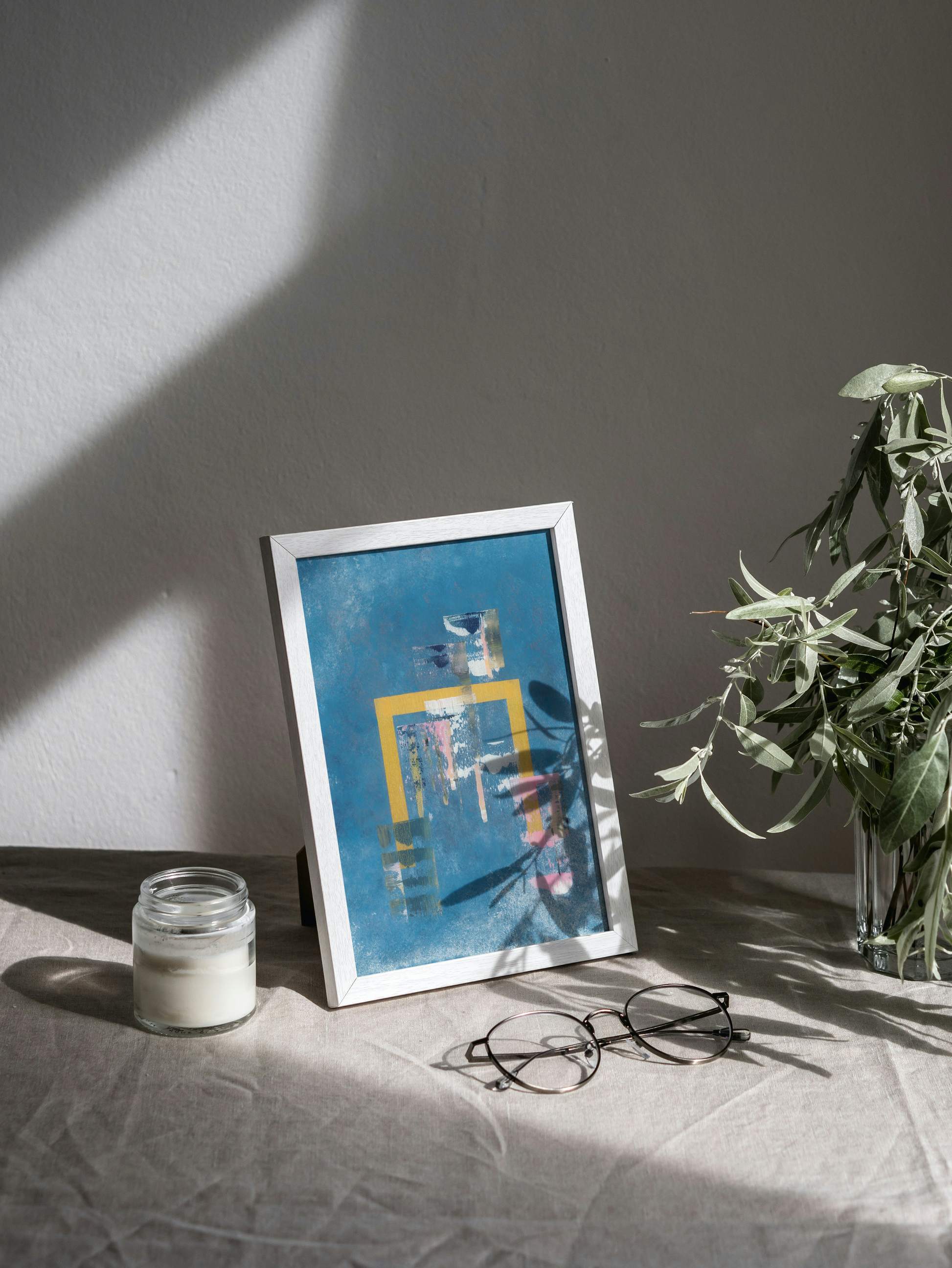 Day Art Print detail - moderne wanddecoratie met levendige New York skyline.