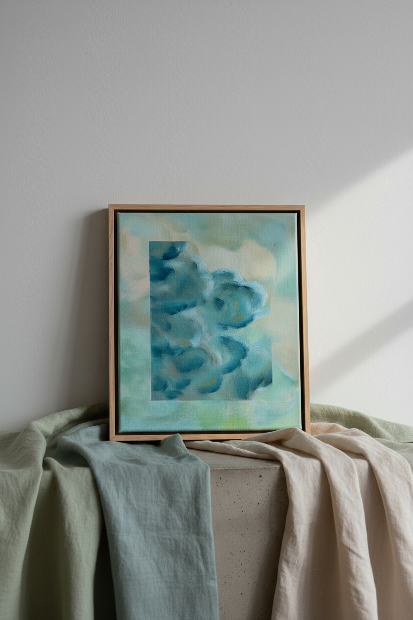 Wolkenschilderij recht van voren met doeken