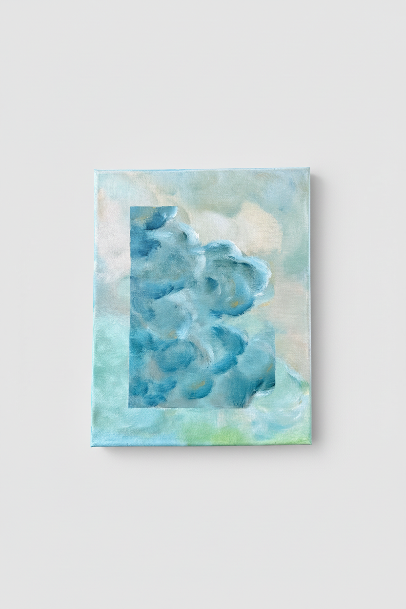 Wolkenschilderij zelfde grijze achtergrond